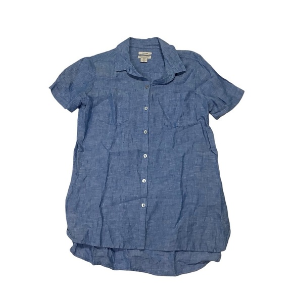 Christian Siriano 100% Linen Button-down Shirt Dress Blue Sz Medium Blue - Picture 6 of 10